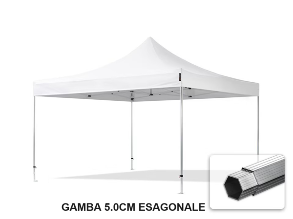 GAZEBO 4x4 ALLUMINIO ESAGONALE PROFESSIONALE GAMBA 5 CM