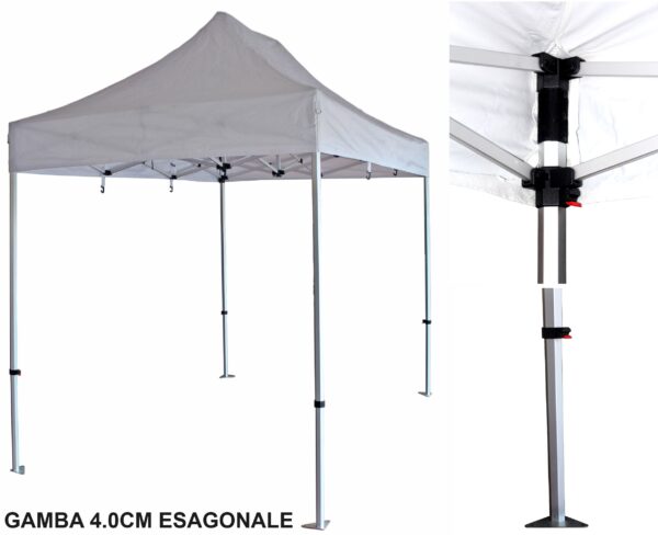 GAZEBO 2×3 ALLUMINIO ESAGONALE GAMBA 4 CM